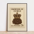 thumbnail image 1 of Crowned In Curles Vintage Postage Stamp Wall Art Print, Unframed Paper Poster 11x14in, 1 of 4