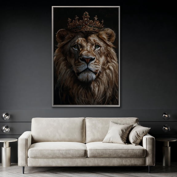 Crowned Lion Art, Majestic Animal Portrait, Ready To Hang Home Decor, 8x12 UNFRAMED