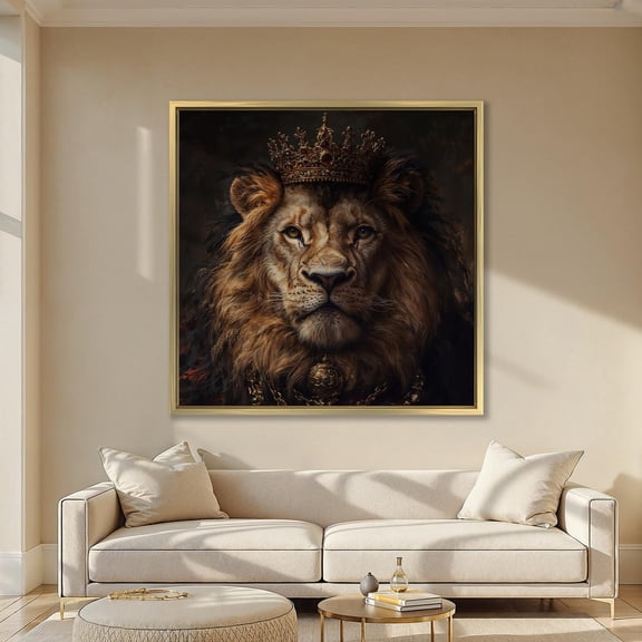Crowned Lion Portrait Wall Art Majestic Animal Print Luxury Wall Decor King of Beasts Poster Ready to Hang Gift Idea for Him, Size 8x12 UNFFRAMED F03.1.8l2619