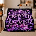 thumbnail image 1 of Crowned Loved Crown Jeweled Lettering Royalty Princess Glam, Festive Holiday Scene, Warm Flannel Blanket for Living Room and Reading Nook, Art Lovers Friendship Gift, Festive Home Decor, 1 of 9