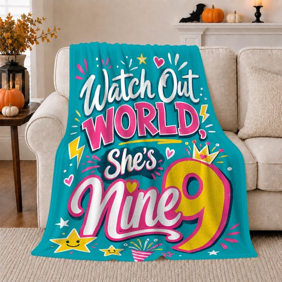 Crowned Nine Party Scene Cheerful Teal Art, Playful Celestial Scene, Warm Flannel Blanket for Living Room and Bedroom, Celestial Art Lovers Appreciation Gift, Celestial Home Decor
