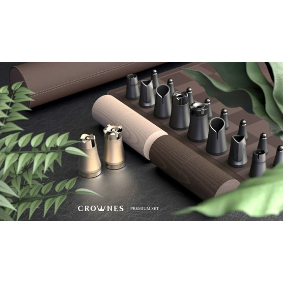Crownes Chess Set  Compact Magnetic Travel Chess Game, Nesting Piece Design Modern, Portable, Roll-Up Storage Tube, Gift for Chess Enthusiasts & Travelers