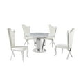 thumbnail image 1 of Crownie Cream/Silver Faux Marble Round Dining Set (5-piece), 1 of 3