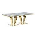 thumbnail image 1 of Crownie Gold Faux Marble Pedestal Rectangle Dining Table (Seats 6), 1 of 3