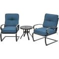 thumbnail image 1 of Crownland 3 Piece Patio Furniture Outdoor Bistro Set Metal Lounge Cushioned Chairs and Bistro Round Table Set, Wrought Iron Cafe Furniture Set,Peacock Blue, 1 of 14