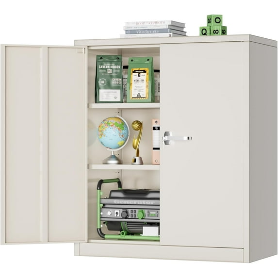 Crownland 36" Metal Office Storage Locking Cabinet, Lockable Garage Storage Cabinets, High Office File Cabinet with Adjustable Shelves for Garage(Warm Grey)