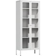 thumbnail image 1 of Crownland Metal Storage Cabinet with Glass Doors, Display Curio Glass Cabinet with 4 Adjustable Shelves, Tall Modern Office Storage Cabinets for Home Office, Living Room, Pantry(White), 1 of 18
