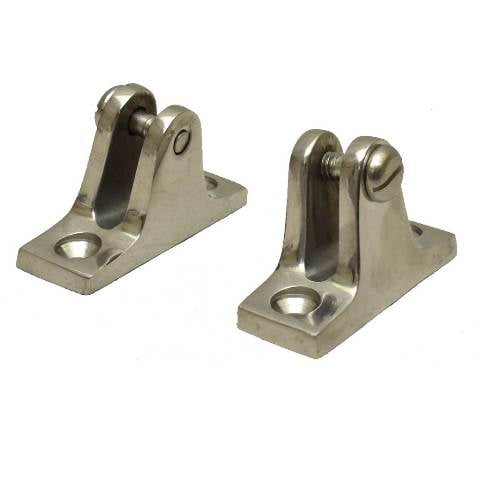 Crownline Boat Bimini Hinge | Angled 2 1/8 x 3/4 Inch Stainless (Pair)