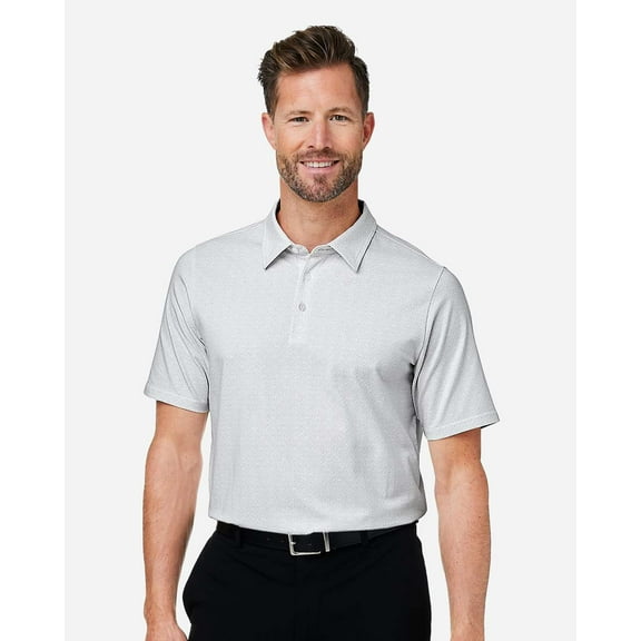 Devon & Jones DG101 Men's Crownlux Performance Geo Polo-White/ Silver-S
