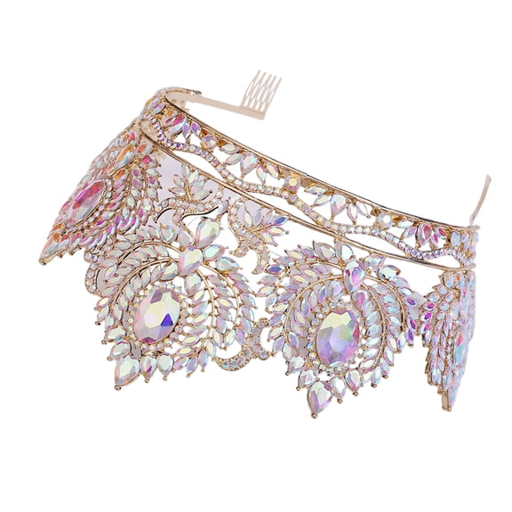 Crowns Comb with Colorful Crystal Embellishment For Weddings Proms Pageants And Costume Event