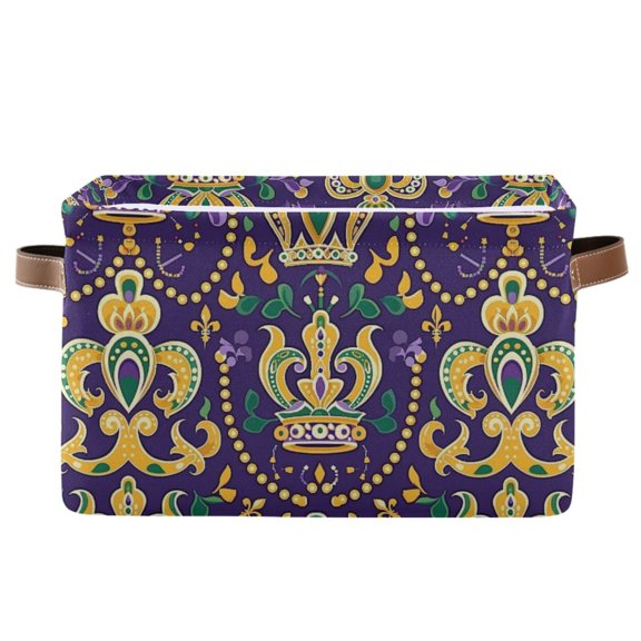 Crowns and Necklace Storage Bins with Handle Fabric Organizer Basket Foldable Box 1 Pack 14.2x10.2x8.3