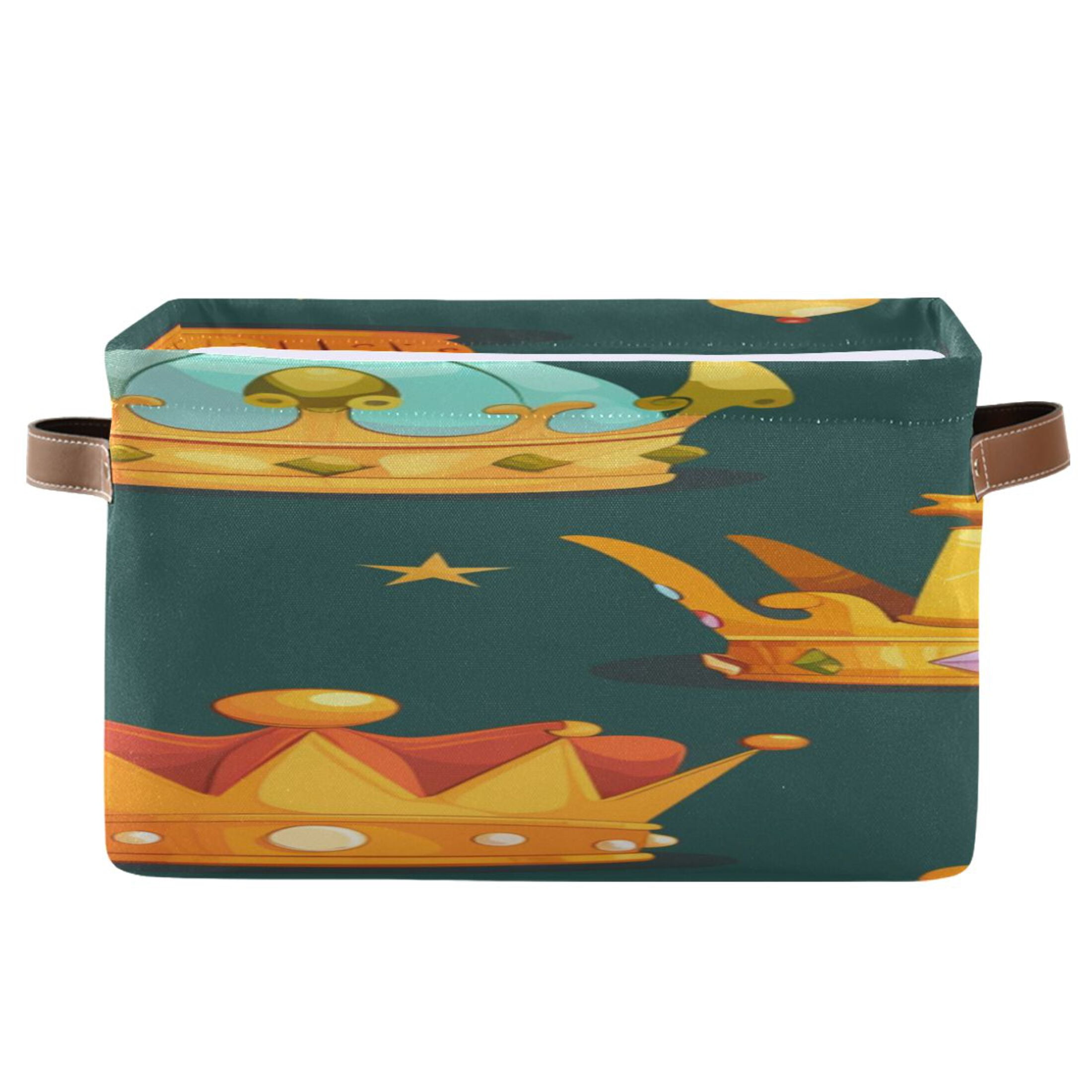 Crowns and Stars Cartoon Square Storage Bins with Handles Collapsible ...
