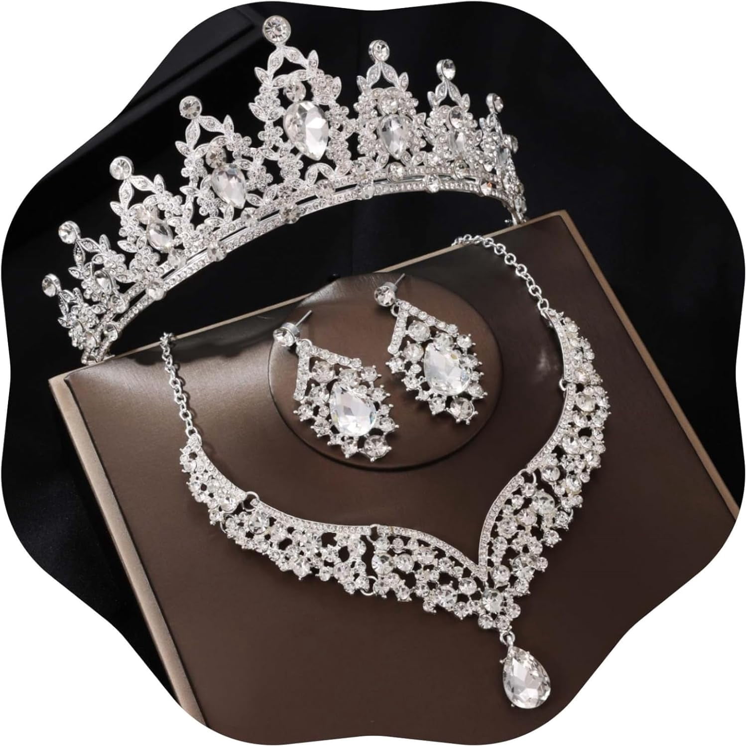 Pageant Jewelry for Women Crystal Bridal Jewelry Set for women Rhinestone Faux Pearl Bridal Jewelry Sets Crystal... From  main image 2