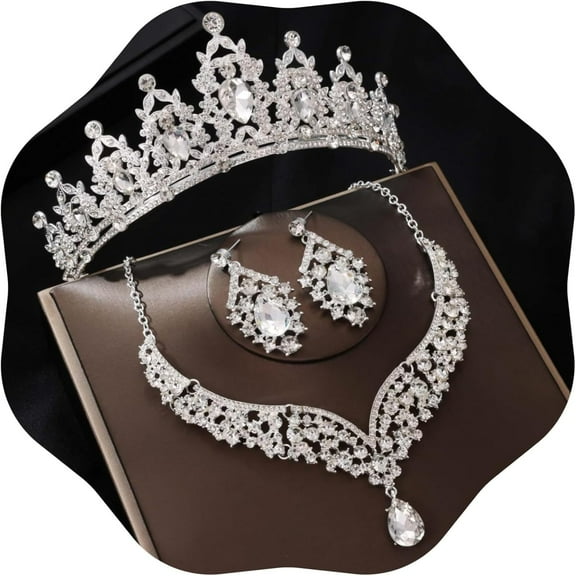 Crowns and Tiaras jewelry sets for Wedding princess birthday party Halloween Prom Pageant Jewelry for Women Crystal Bridal Jewelry Set for women