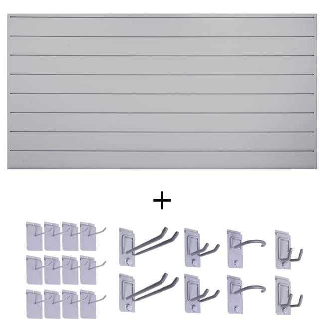 Graphite PVC Slatwall Panels with 20-Piece Locking Hook Kit