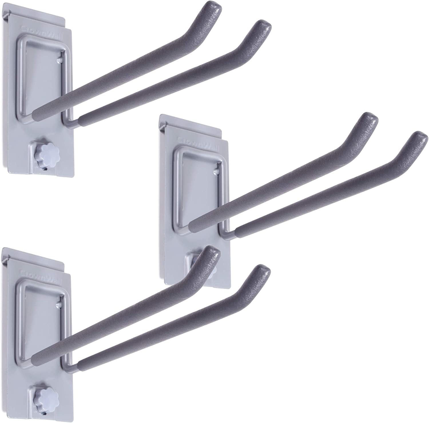 Heavy Duty Steel 8 Inch Locking Double Hooks for Slatwall (3 Pack)