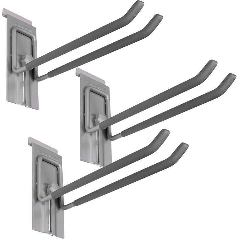 Crownwall Slat Wall Storage Organizer, Heavy Duty Steel 8 Inch Locking  Double Hooks, Slatwall Accessories Panels (3 Pack) 