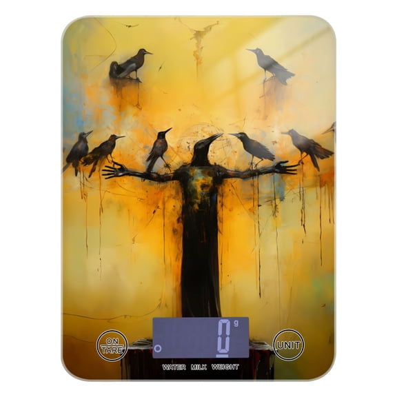 Crows Birds Food Scale Digital Kitchen Scale Waterproof Tempered Glass Tare Function 11 lb for Baking Cooking Meal Prep