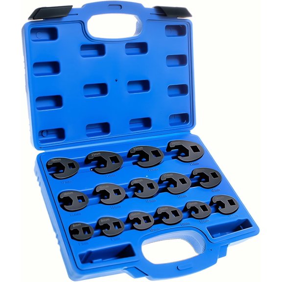 Crows Foot Wrench Set 15pc Metric Crows Foot Wrench Sizes 8mm-24mm for 3/8" and 1/2" Drive Ratchets Extenders$$Tools & Hardware Other