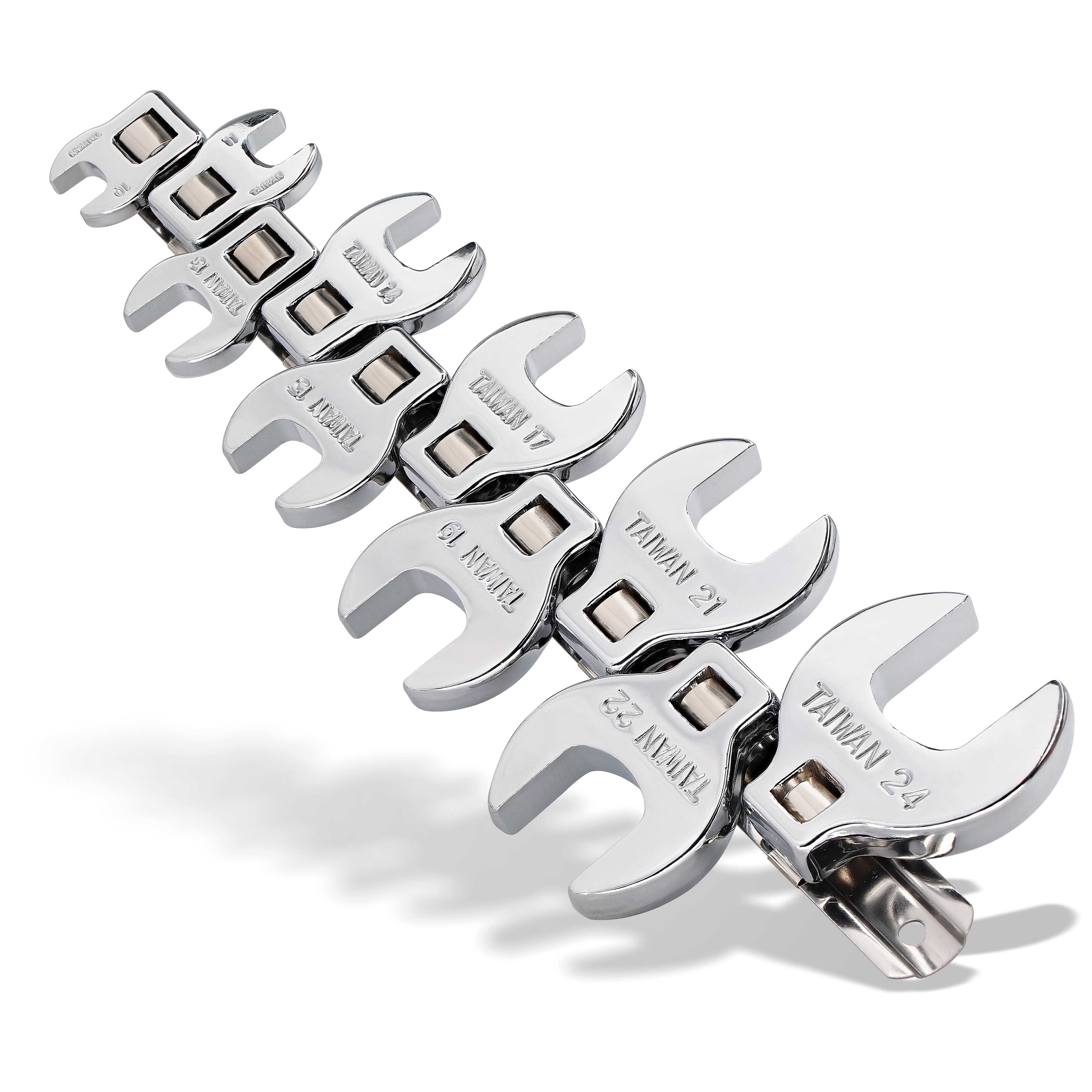 Crows Foot Wrench Set (Metric) Easily Access Hard-To-Reach Areas, Ideal for Tight Spaces, Great for Automotive Repair Work, Includes Sizes: From 10MM to 24MM, 10-Piece Kit With Clip-on Organizer