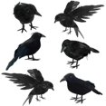 thumbnail image 1 of Crows Halloween Decorations Realistic Fake Crow, Assorted Size, Black Bird Prop, Artificial Flying Ravens, for Skeleton, Witch, Halloween Tree, Wreath, 6 Pcs, 1 of 8