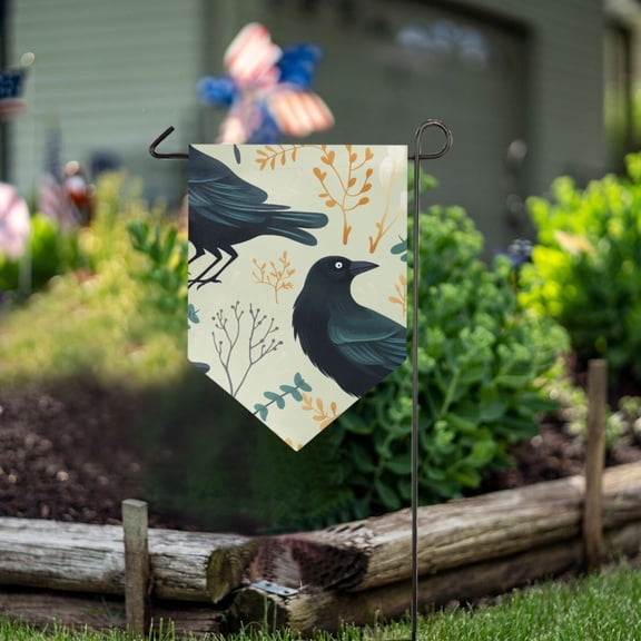 Crows Leaves Garden Flag 18" x 12.5" Double Sided Yard Lawn Outdoor Decor Small Yard Flags