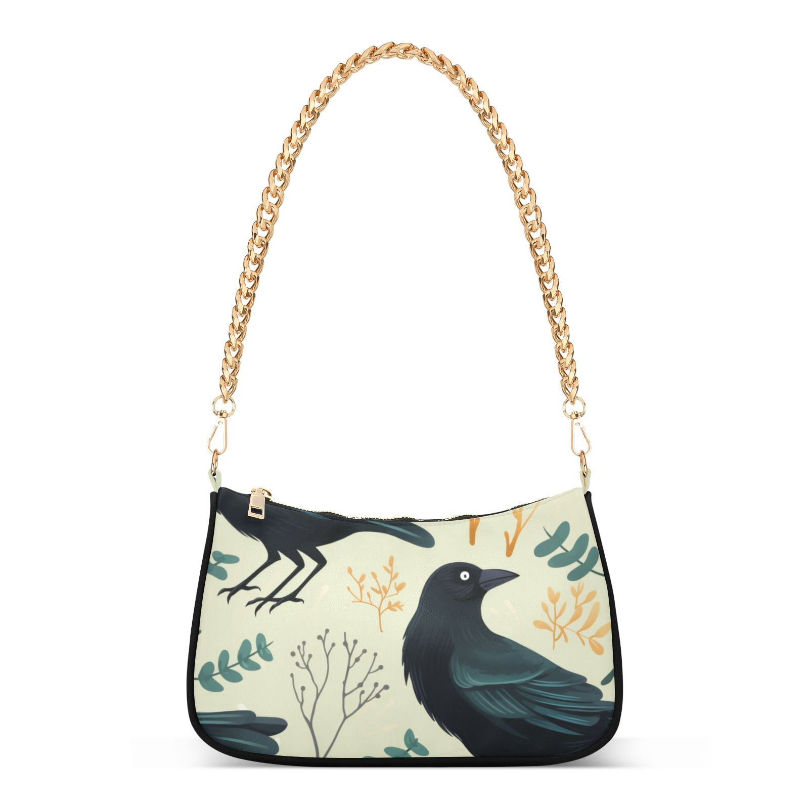 Crows LeavesWomen Small Shoulder Bag Crossbody Tote Hobo Bags Purse Clutch Handbags with Chain Strap for Women