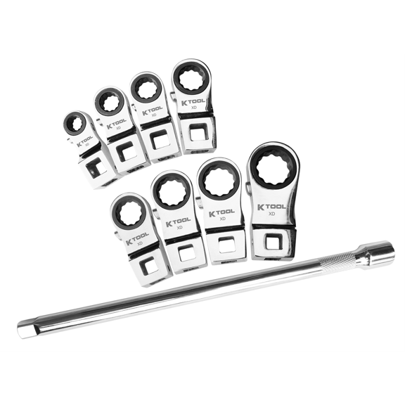 K Tool International XD2CWSS SAE Ratcheting Wrench Set 8 Piece 3/8 Drive