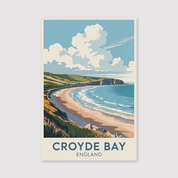 Croyde Bay Travel Print Canvas Wall Art, Croyde Bay Wall Hanging Home Decoration Croyde Bay Canvas Art, Wall Art Print Canvas Art, Croyde Bay Print Canvas-1WN5444
