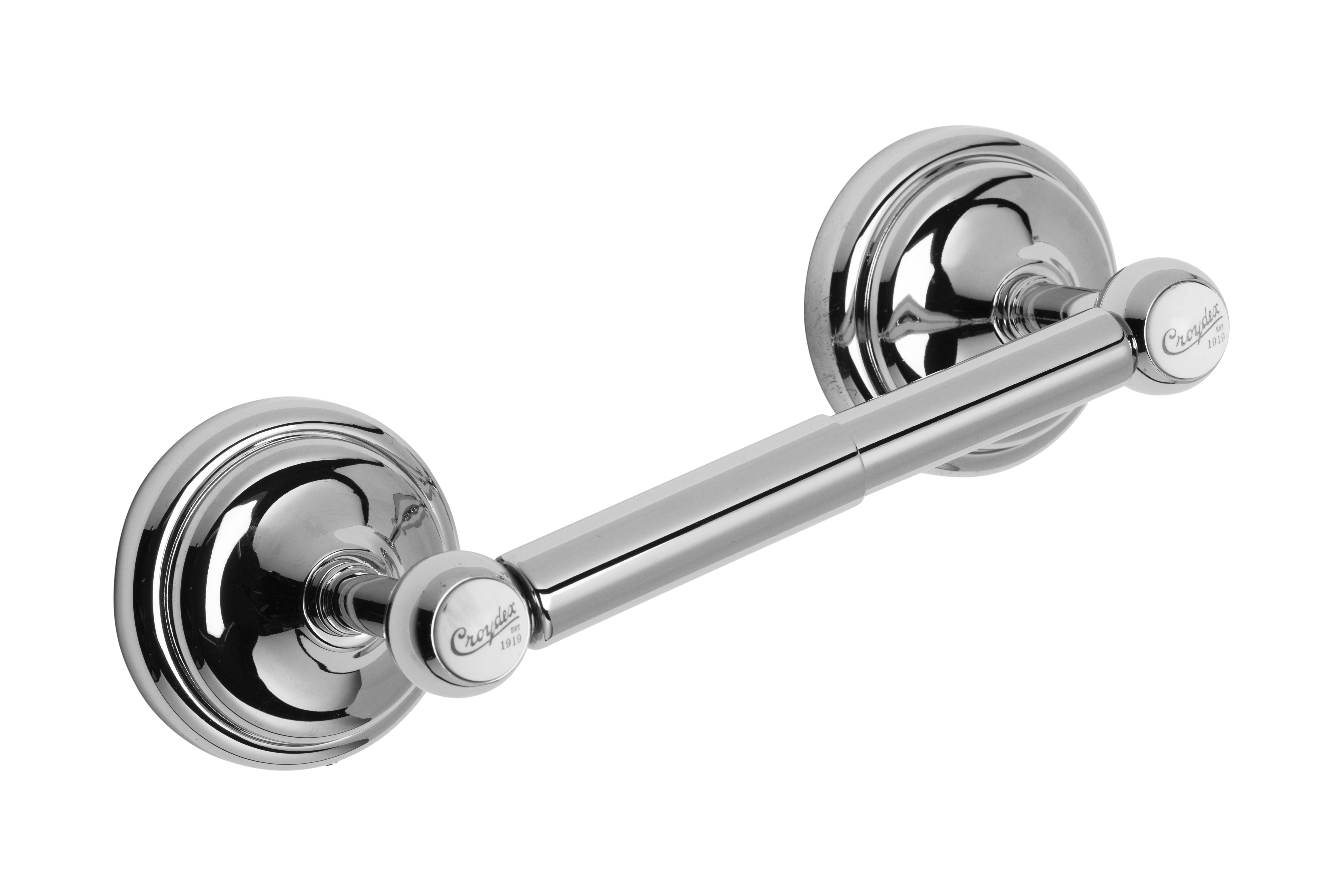 Croydex 1919 Flexi Fix Screw or Glue Wall-Mounted Toilet Paper Holder in Chrome