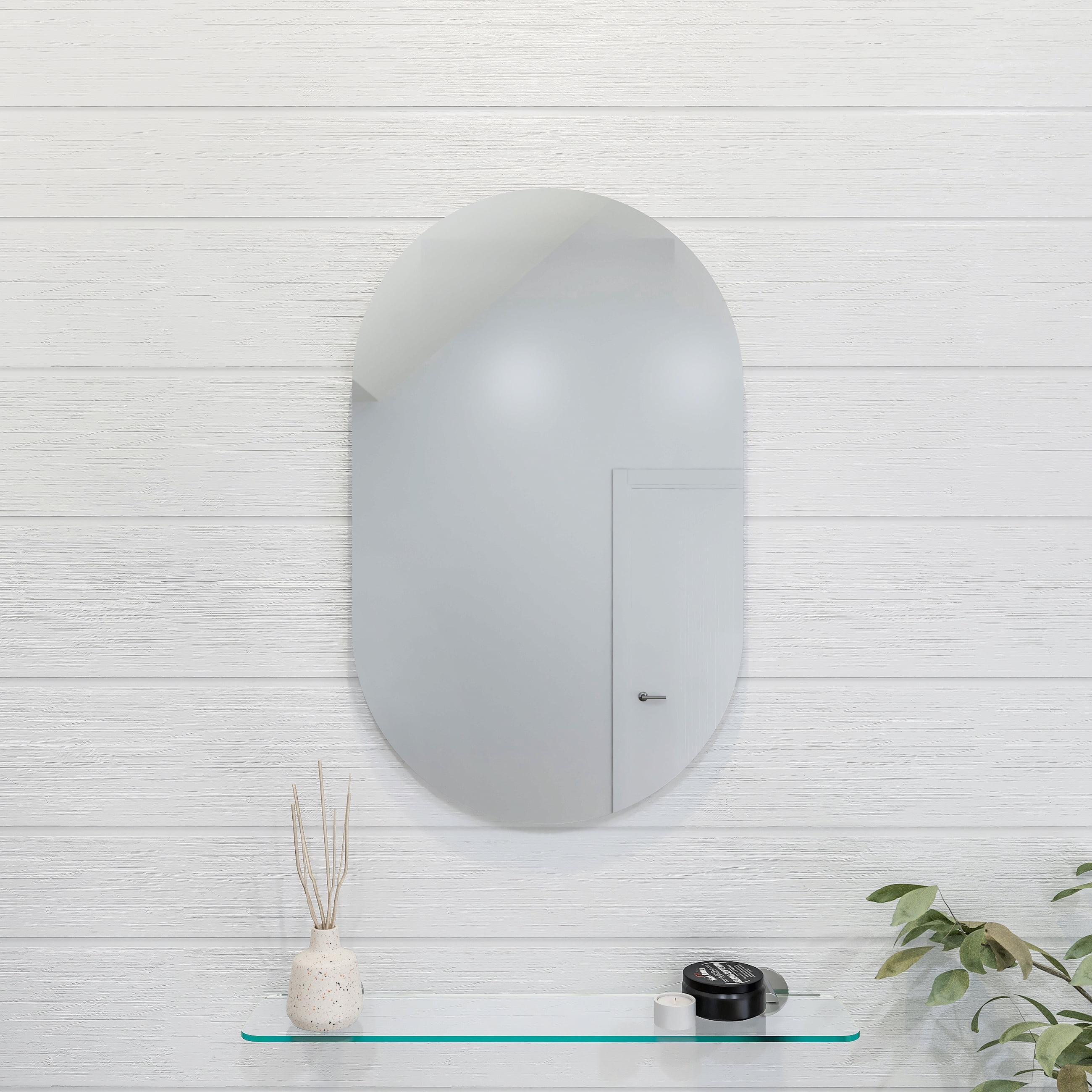 Croydex Harrop Rounded Rectangular Frameless Bathroom Mirror (15.7x23.6in)