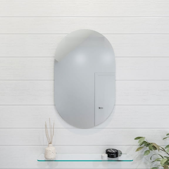 Croydex Harrop Rounded Rectangular Frameless Bathroom Mirror (15.7x23.6in)