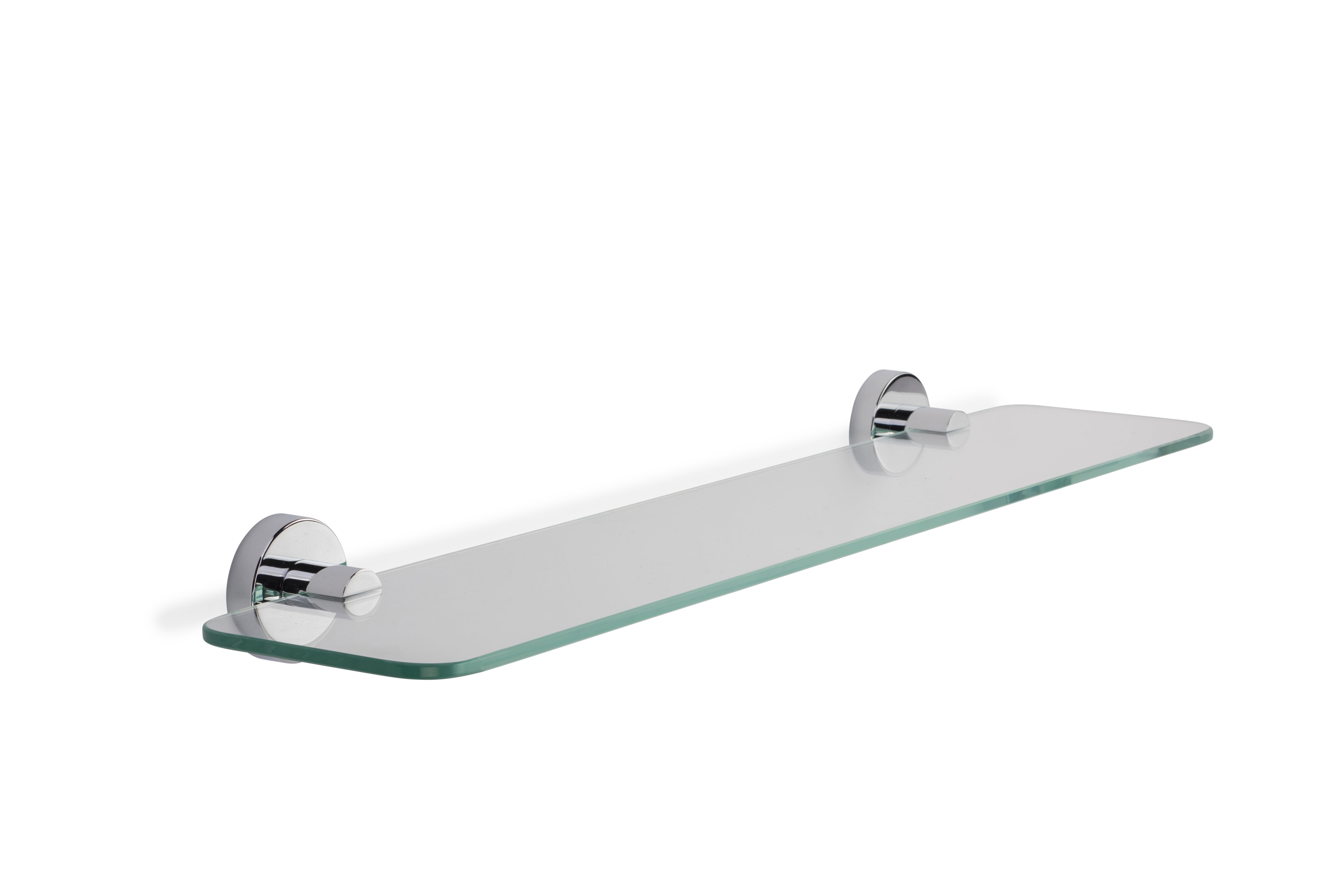 Croydex Metra Flexi-Fix Screw or Glue Glass Bathroom Shelf in Chrome (23.2 x 5.3 x 2.1 in)