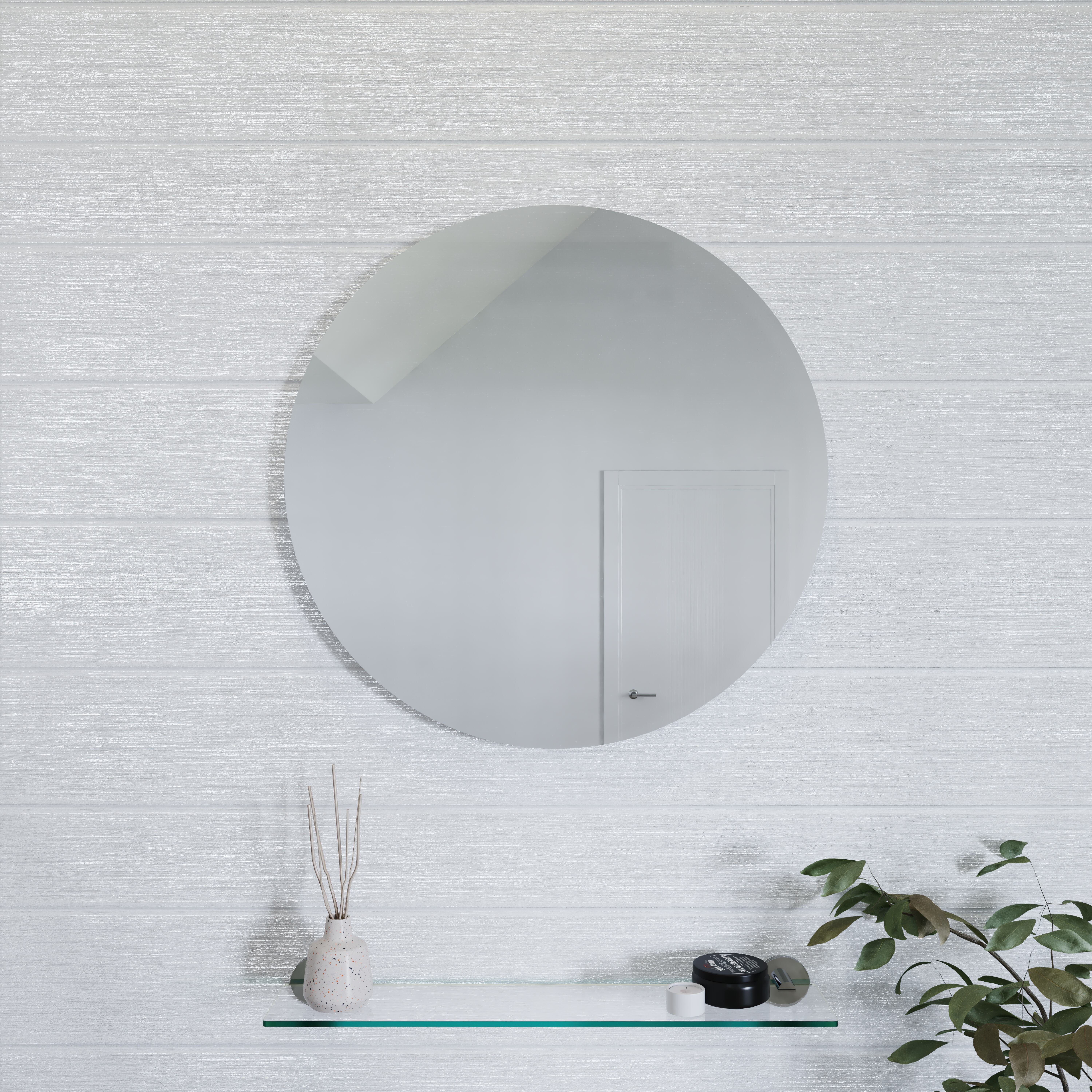 Sleek Silver Round Bathroom Vanity Mirror with Easy Hang 'n' Lock