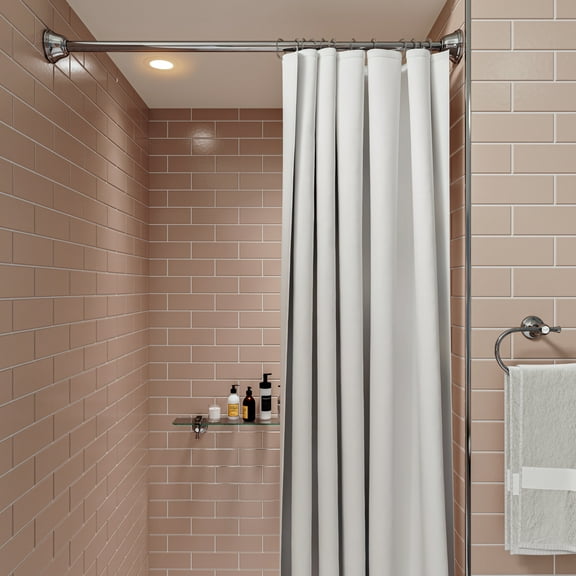 Croydex Stick N Lock Tension Shower Curtain Rod Extends 40-72in, Stainless Steel in Chrome
