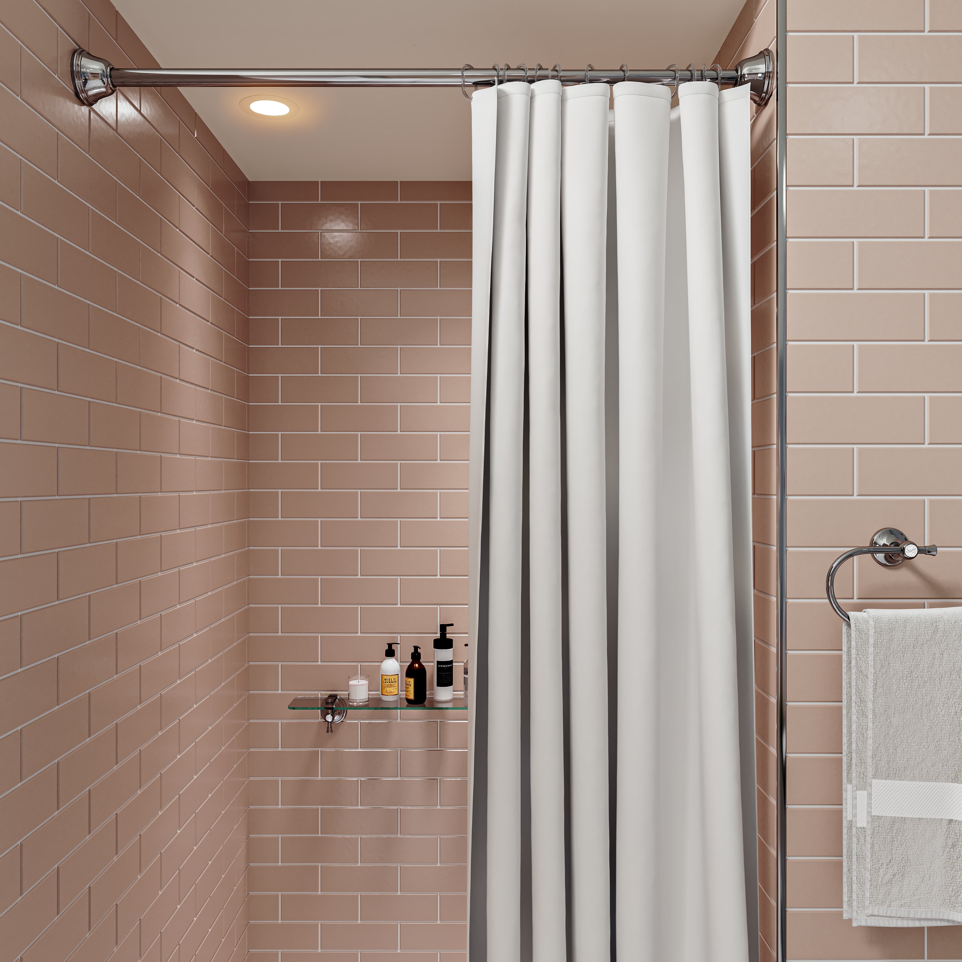Adjustable Polished Chrome Stainless Steel Tension Shower Rod 48-86in