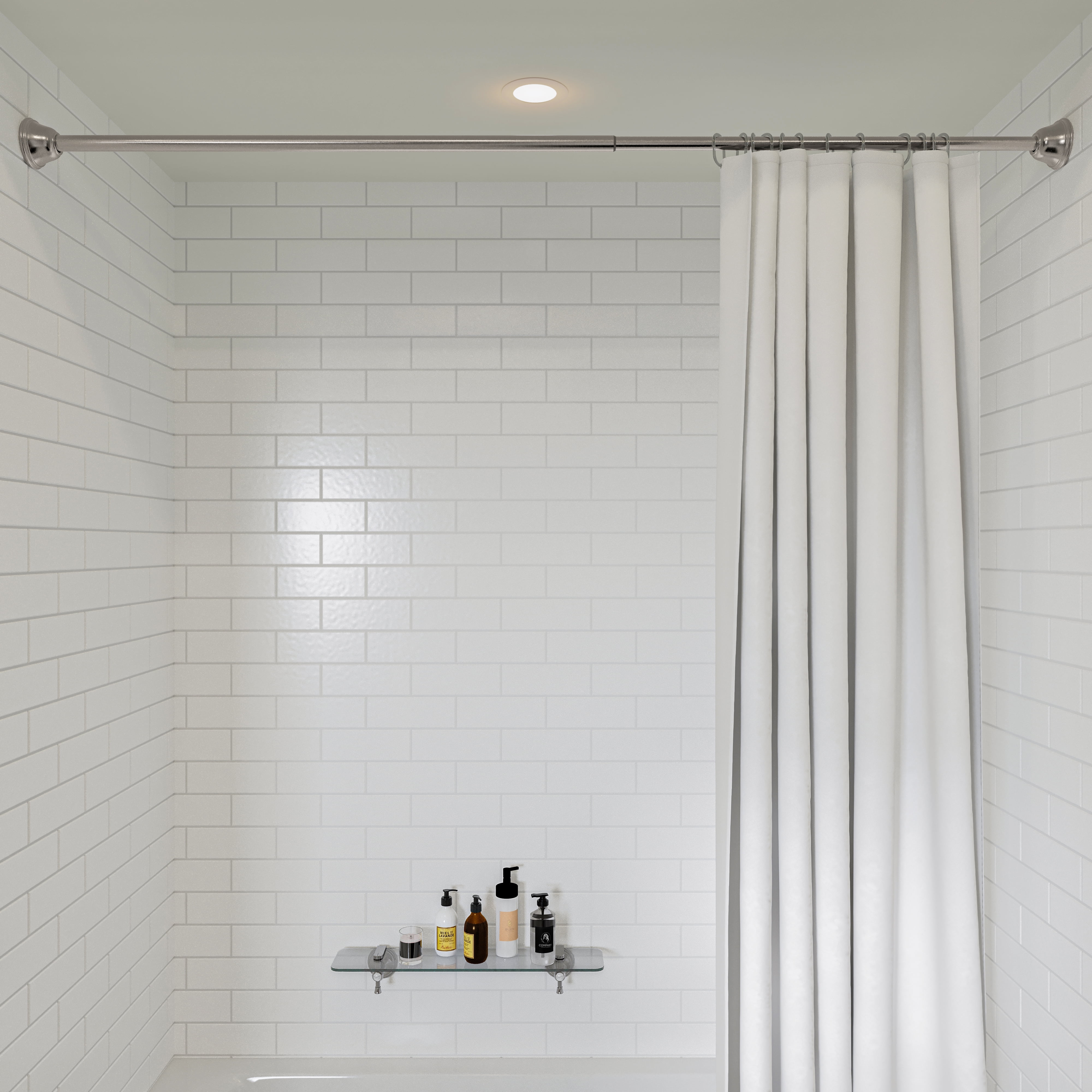 Adjustable Brushed Nickel Tension Shower Curtain Rod 40-72in
