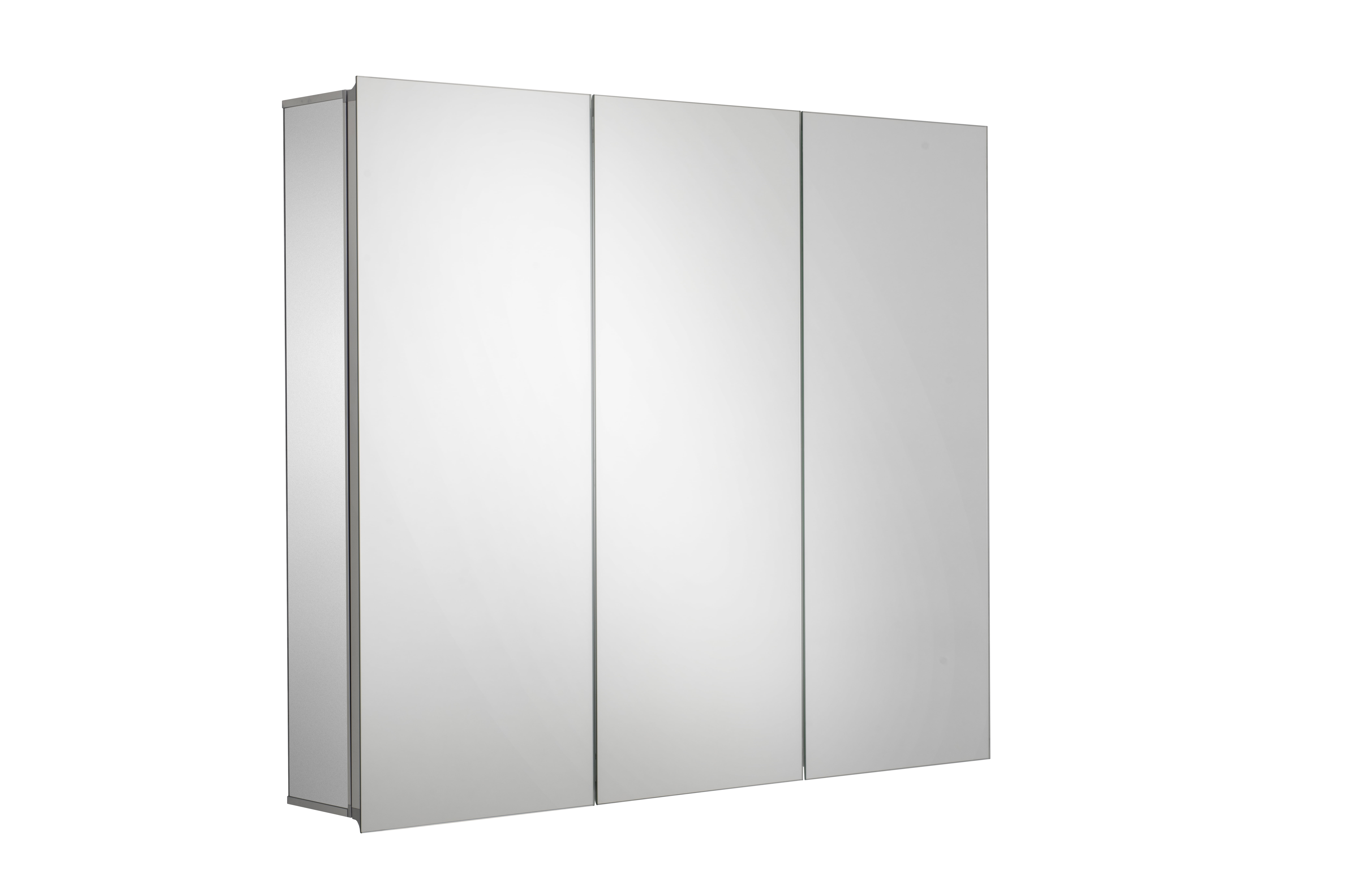 Croydex Thurmond Large Aluminum Medicine Cabinet with Three Doors, Silver (30x26in)