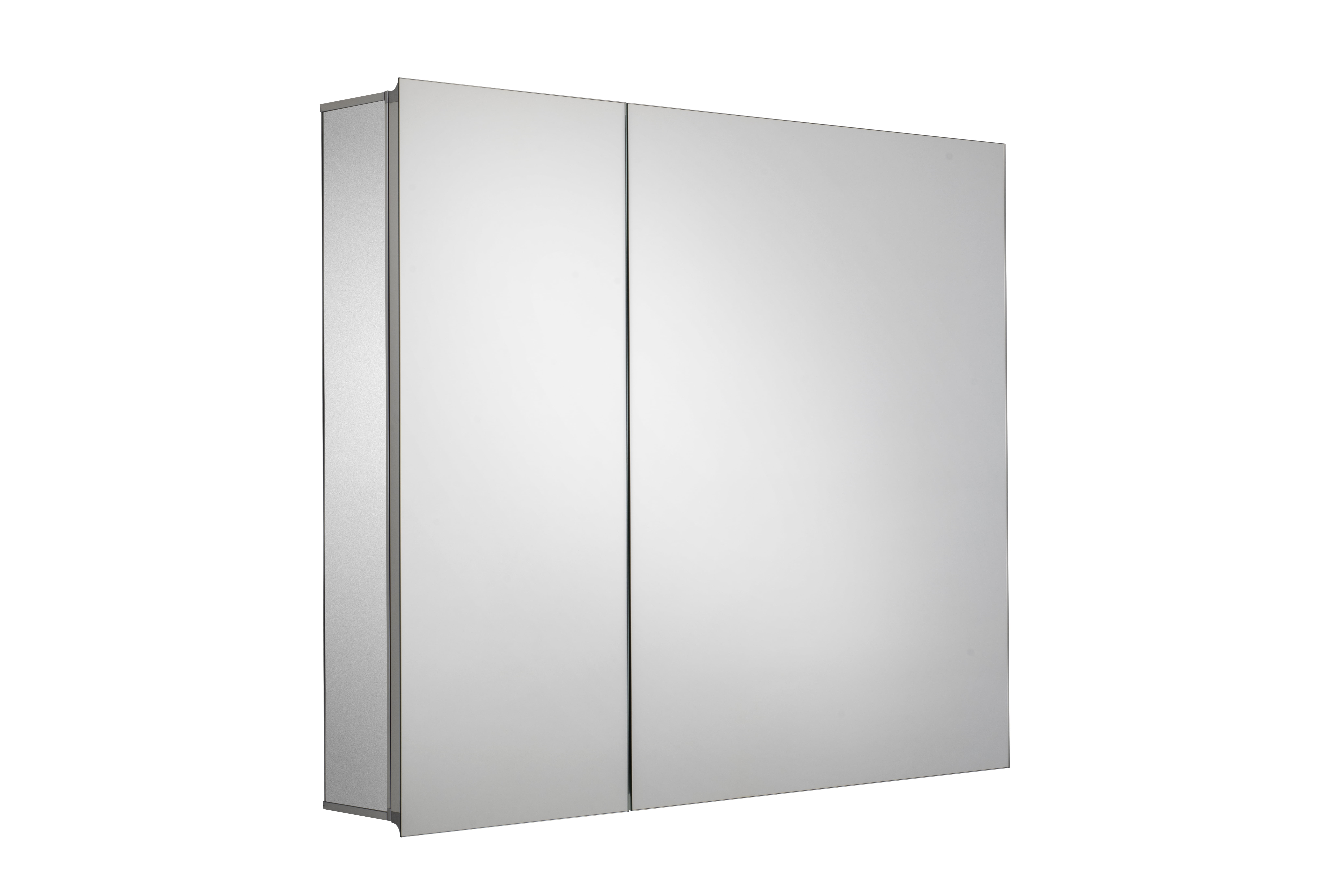 Croydex Williams Double Door Aluminium Bathroom Medicine Cabinet with Mirror in Silver (30X26in)