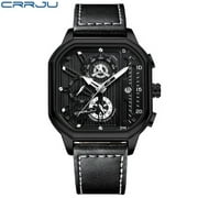 Crrju Men Watch Top Brand Luxury Military Leather Square Clock Quartz Business Sport Wristwatch Relogio Masculino - Quartz Wristwatches