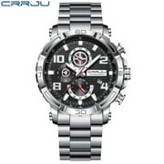 Crrju Men Watches Big Dial Waterproof Stainless Steel With Luminous Handsdate Sport Chronograph Watches Relogio Masculino - Quartz Wristwatches