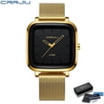 thumbnail image 1 of Crrju Watch Men Top Brand Luxury Square Golden Casual Slim Mesh Steel Wrist Watch Relogio Masculino - Quartz Wristwatches, 1 of 6