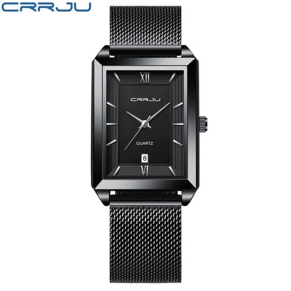 Crrju Watch Men Top Brand Luxury Square Golden Quartz Stainless Steel Waterproof Wrist Watch Relogio Masculino - Quartz Wristwatches
