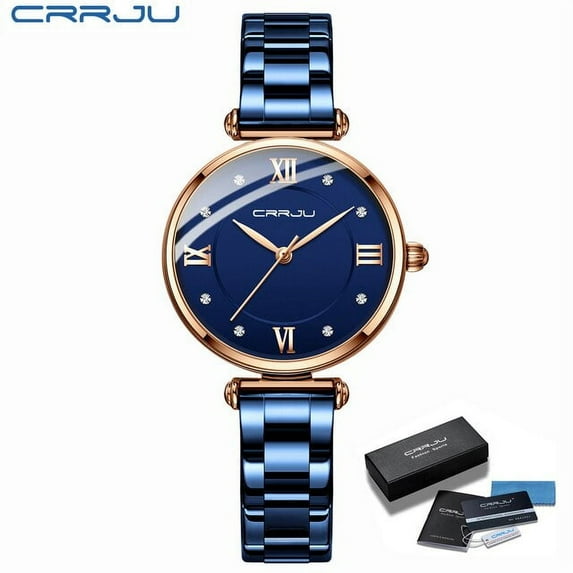 Crrju Women's Watch Luxury Elegant Women Crystal Wristwatch Waterproof Quartz Ladies Stainless Bracelet Watches Relogio Feminino - Quartz Wristwatches