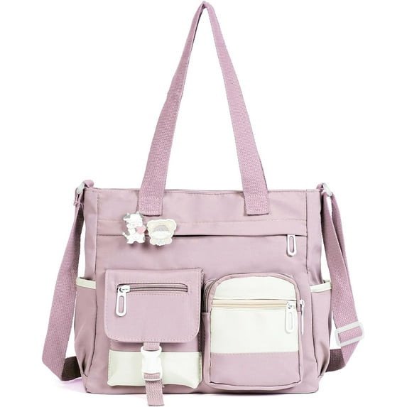 CrsSH Nylon Messenger Bag for School Cute Shoulder Tote Bag with Multiple Pockets Large Capacity Messenger Bag for Teens Waterproof School Satchel