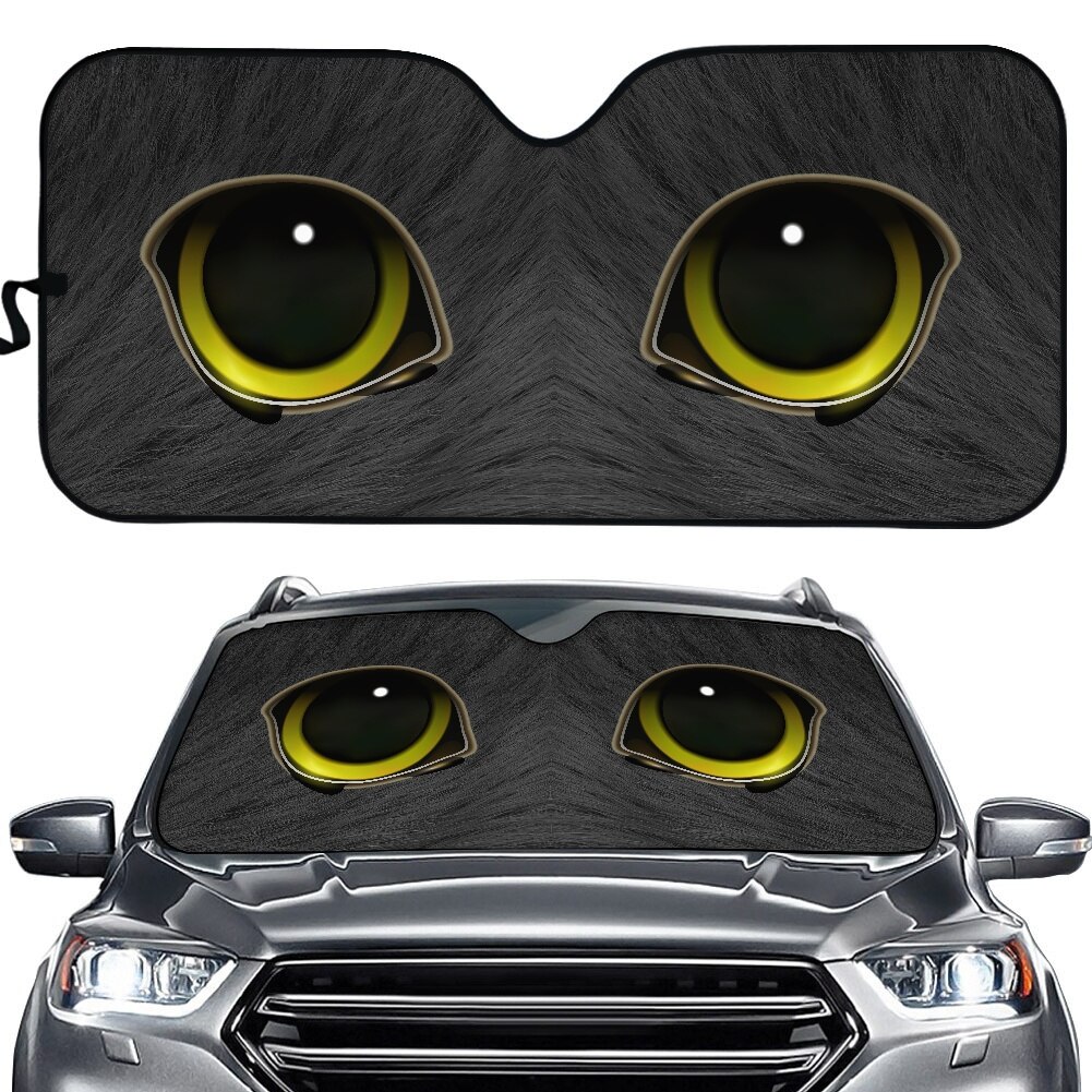 Crtoon 3D Angry Eyes Design Universal Car Windshield Sun Shade Large