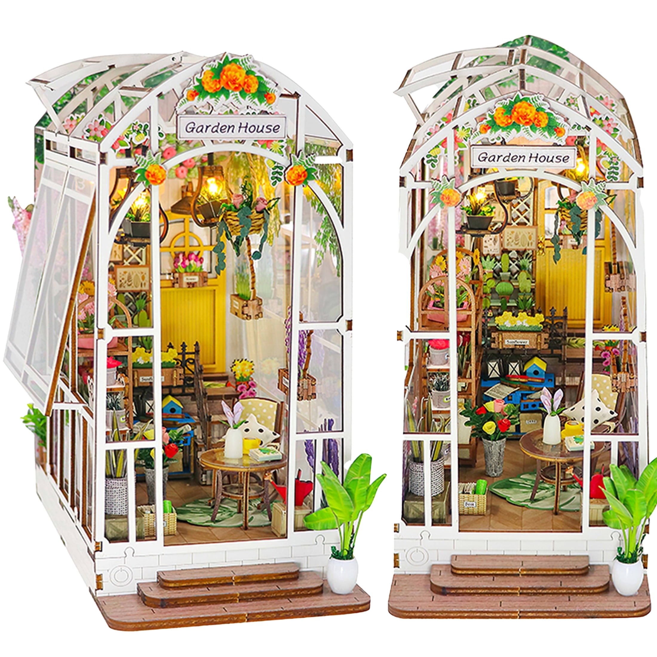 KALNUR Book Nook Kit Diy Miniature House, Wooden Bookshelf Garden ...