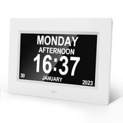 Crtynell Digital Day Calendar Clock Multifunctional Extra Large Dementia Digital Clock with 5 Alarms and Medication Reminders Impaired Vision Digital Clock 7" White
