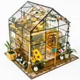 thumbnail image 1 of Diy Miniature Dollhouse Kit, Green House With Furniture And Led Lights, Wooden Dollhouse Kit, Best Birthday And Christmas Gifts For Women And Girls (Cathy'S Flower House), 1 of 9