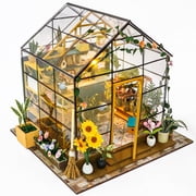Diy Miniature Dollhouse Kit, Green House With Furniture And Led Lights, Wooden Dollhouse Kit, Best Birthday And Christmas Gifts For Women And Girls CathyS Flower House